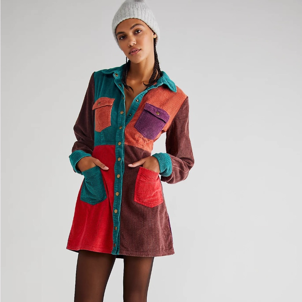 Free People Color Me Cord Corduroy Dress Size 4